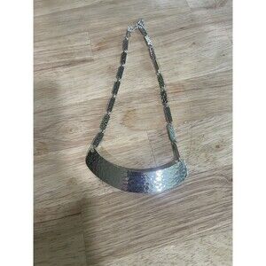 Sarah Coventry Silver Tone Hammered Necklace Bib BoHoCore GrannyCore 70’s